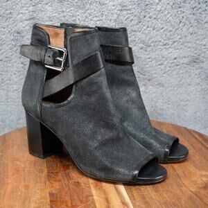 Donald J Pliner Womens Size 7 M Kara Black Suede Peep Toe Heels Ankle Boot